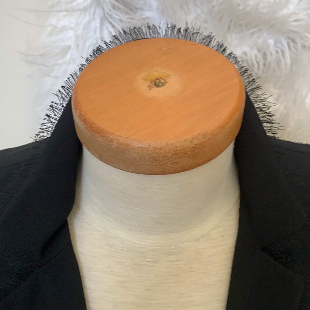 Black Blazer with Fringe Trim - Picture 2 of 11
